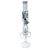 Freeze Pipe Recycler Dab Rig with spiral percolator and 14mm joint, front view on white background