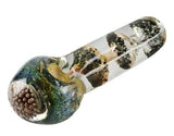 Fritted Glass Spoon Pipe for Dry Herbs, Borosilicate, 4.5" Length, Angled Side View