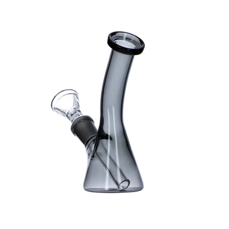 Frosty Hits Mini Bong, 5" Bent Neck Beaker Water Pipe in Gray, Portable Borosilicate Glass