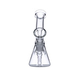 Frosty Hits Mini Bong with Bent Neck and Beaker Base in Clear Borosilicate Glass - Front View