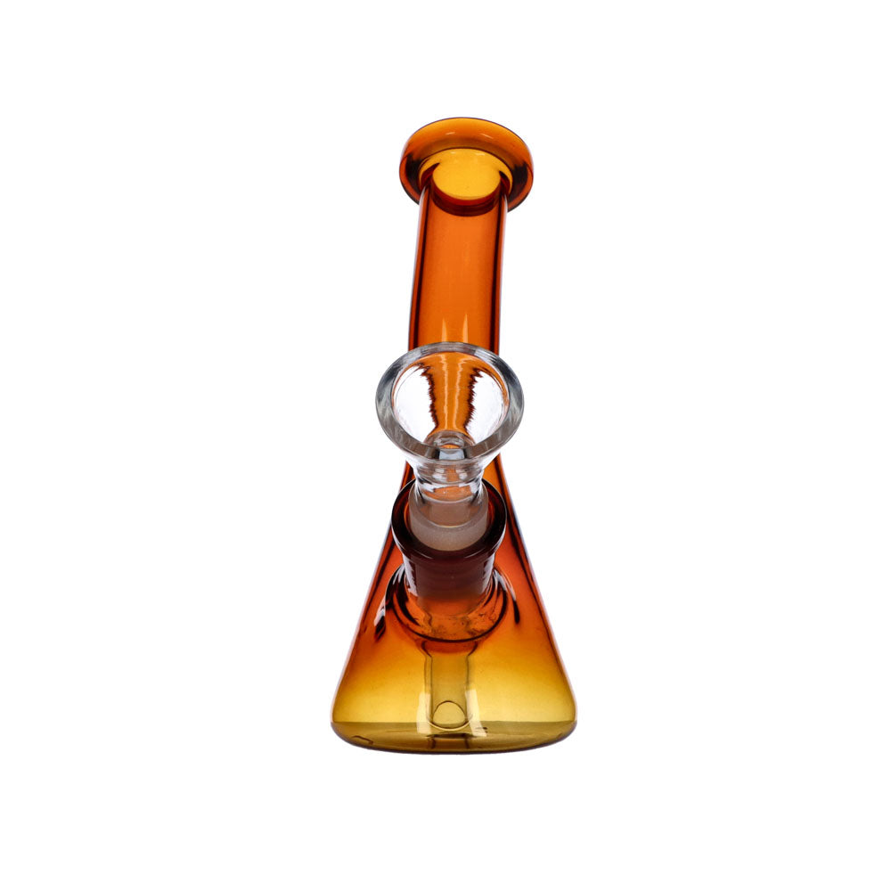 Amber 5" Frosty Hits Mini Bong with Bent Neck and Beaker Base, Front View