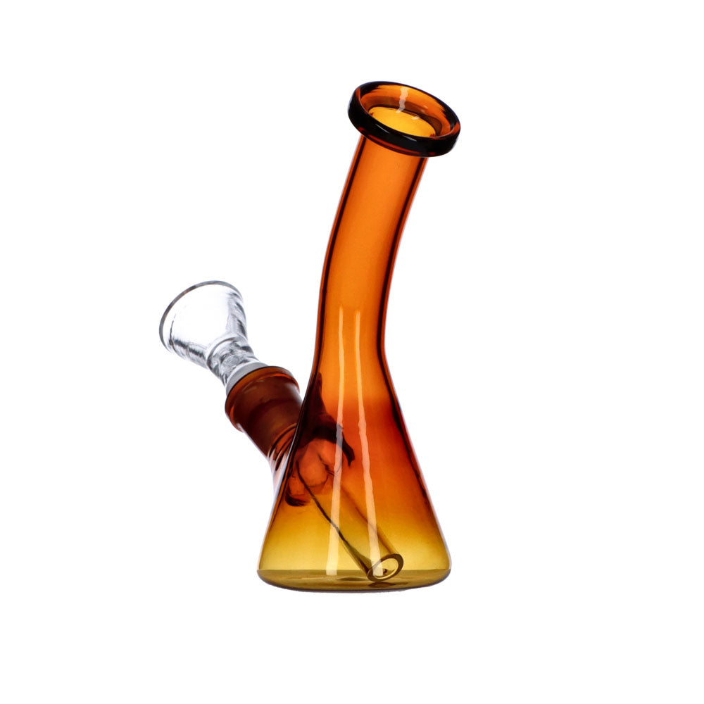 Amber 5" Frosty Hits Mini Bong with Bent Neck and 45 Degree Glass Joint on Seamless White Background