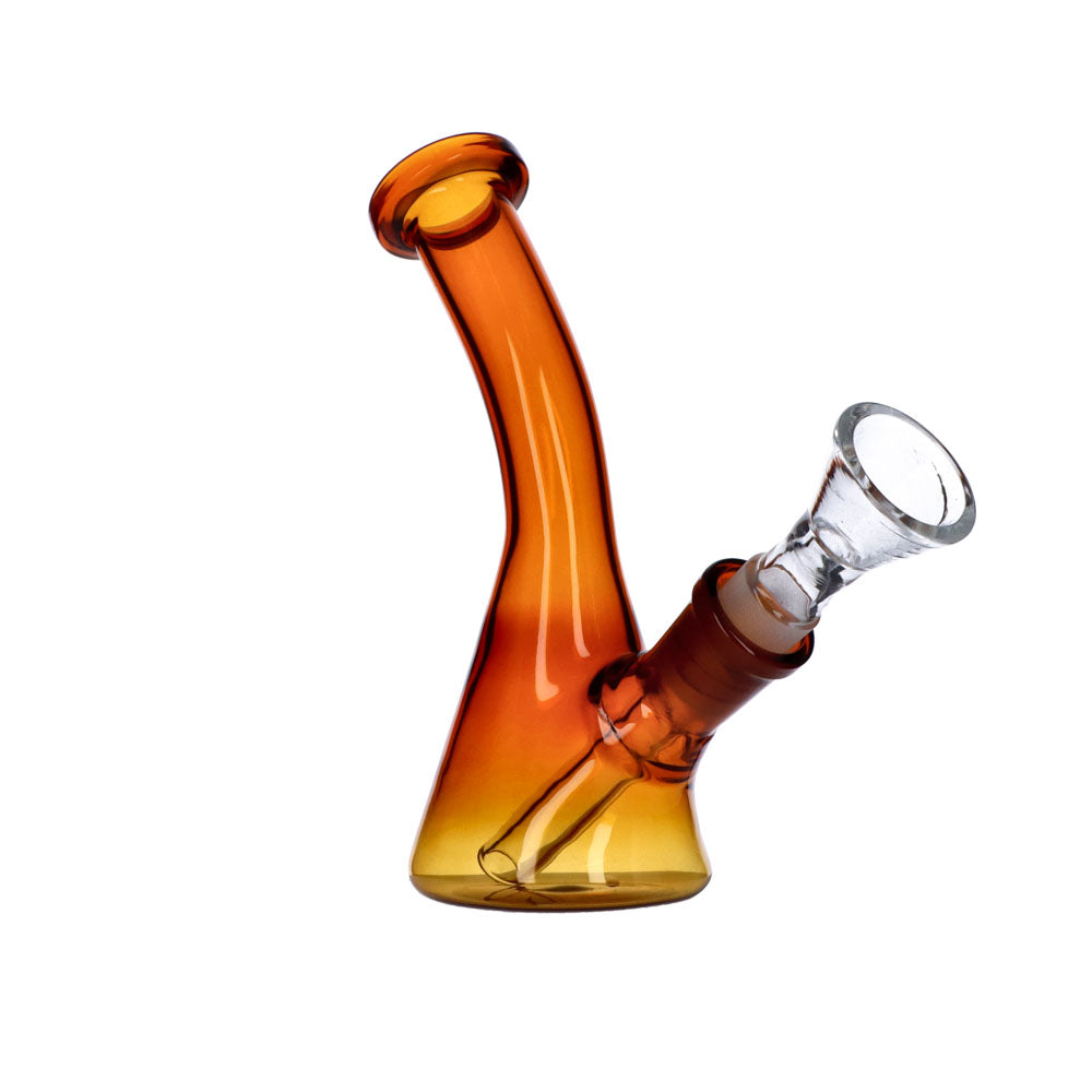 Amber 5" Frosty Hits Mini Bong with Bent Neck and 45 Degree Joint on Seamless White Background