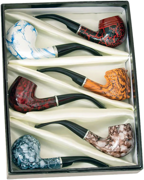 Fujima steel tobacco pipes 6 pack in assorted colors, compact design, 5.5" size, top view