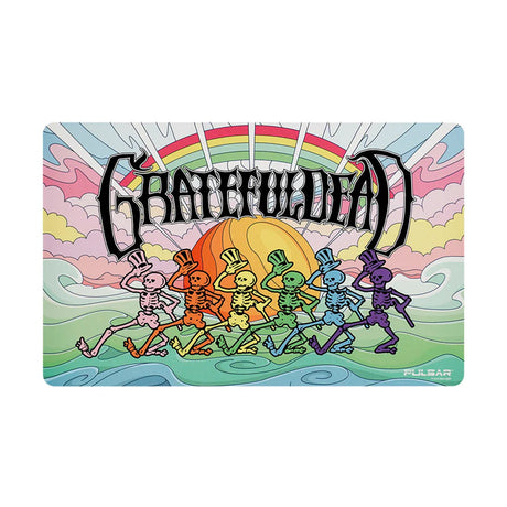 Grateful Dead Dab Mat featuring colorful dancing bears and a rainbow, ideal for home decor