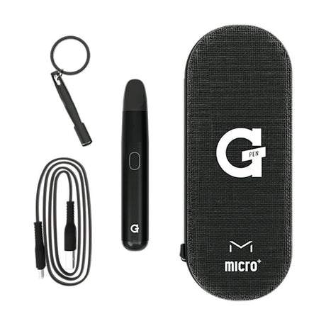 G Pen Micro+ Concentrate Vaporizer by Grenco Science in Black with carrying case and accessories