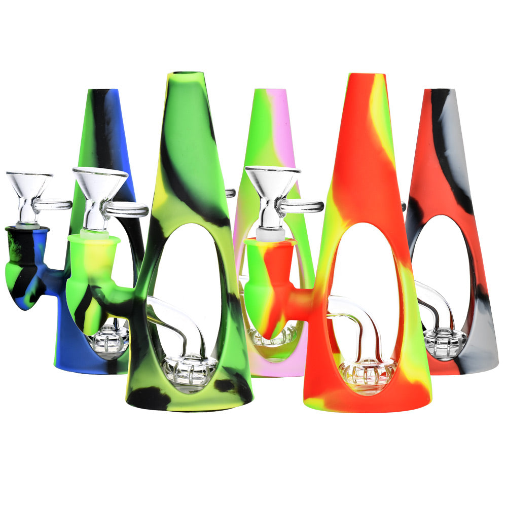 Glass Cone Water Pipe with Silicone Shell - Sili-Cone
