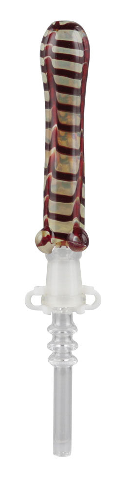 6.5" Glass Dab Straw with Durable Quartz Tip, Assorted Colors, Front View on White Background