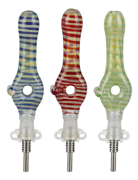 Assorted Glass Donut Dab Straws with Titanium Tips, 5.5" Length, Front View
