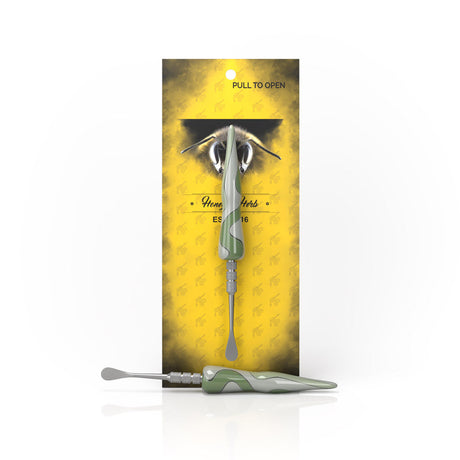 Honeybee Herb SWIRL TIDE DAB TOOL in Green with stylish swirl design, front view on branded packaging