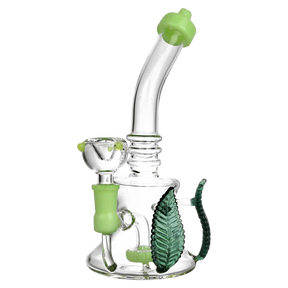 8.5" Glass Leaf Handle Water Pipe Bong with Showerhead Percolator, Front View