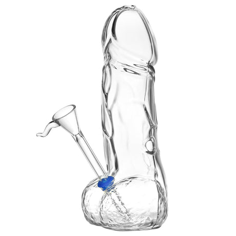 Borosilicate Glass Phallus Water Pipe, Clear, with Deep Bowl - Front View