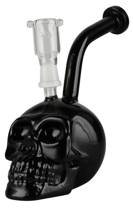 7" Glass Skull Waterpipe with 14mm Male Joint - Borosilicate Glass - Side View
