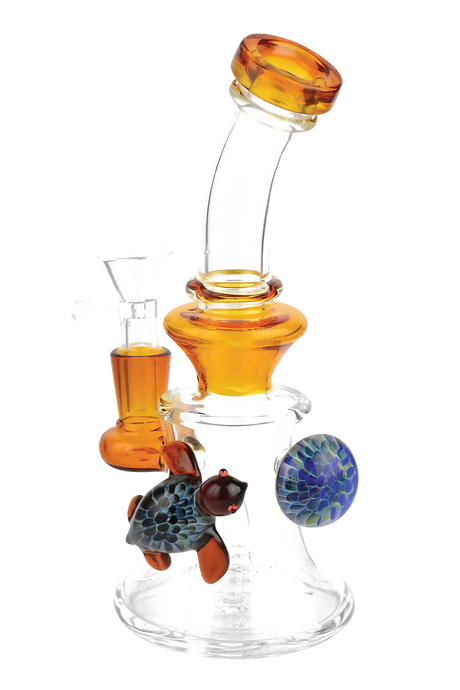 7.5" Borosilicate Glass Turtle Water Pipe with Matrix Percolator and 90 Degree Joint