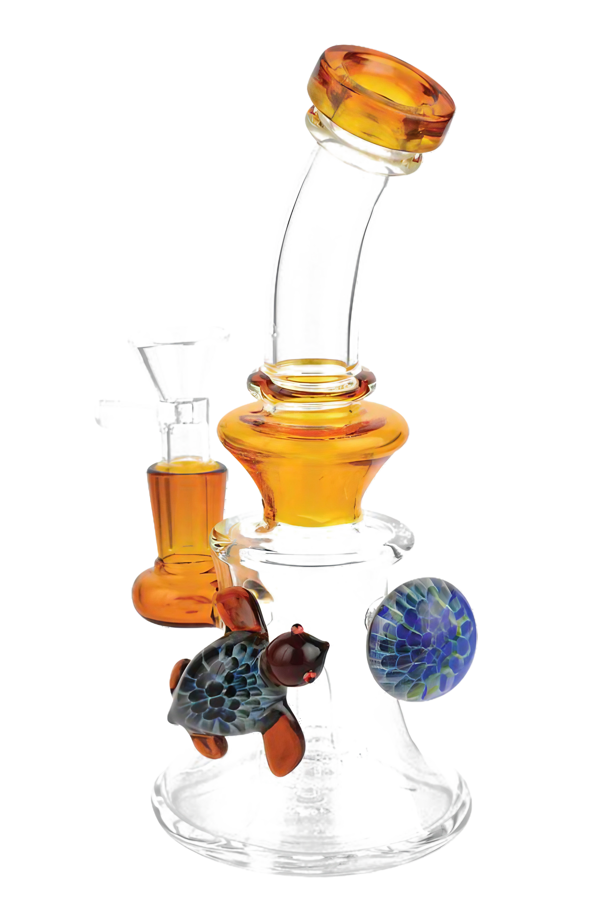 7.5" Borosilicate Glass Turtle Water Pipe with Matrix Percolator and 90 Degree Joint