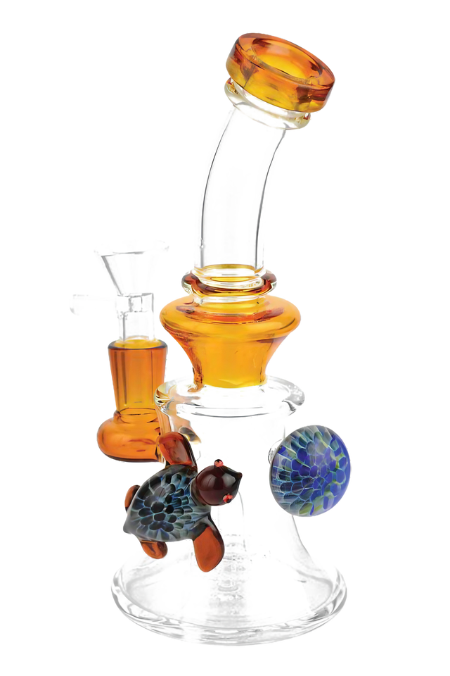 7.5" Borosilicate Glass Turtle Water Pipe with Matrix Percolator and 90 Degree Joint