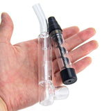PILOT DIARY Mini Glass Blunt Twist Pipe held in hand, clear view of spiral and mouthpiece