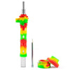 PILOTDIARY Glass Dab Straw with Red Yellow Green Silicone Sleeve and Cleaning Tool