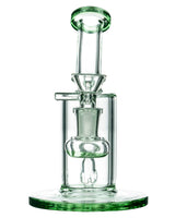Glassic "Sidekick" Dab Rig with green base and mouthpiece, compact 6.5" design, front view