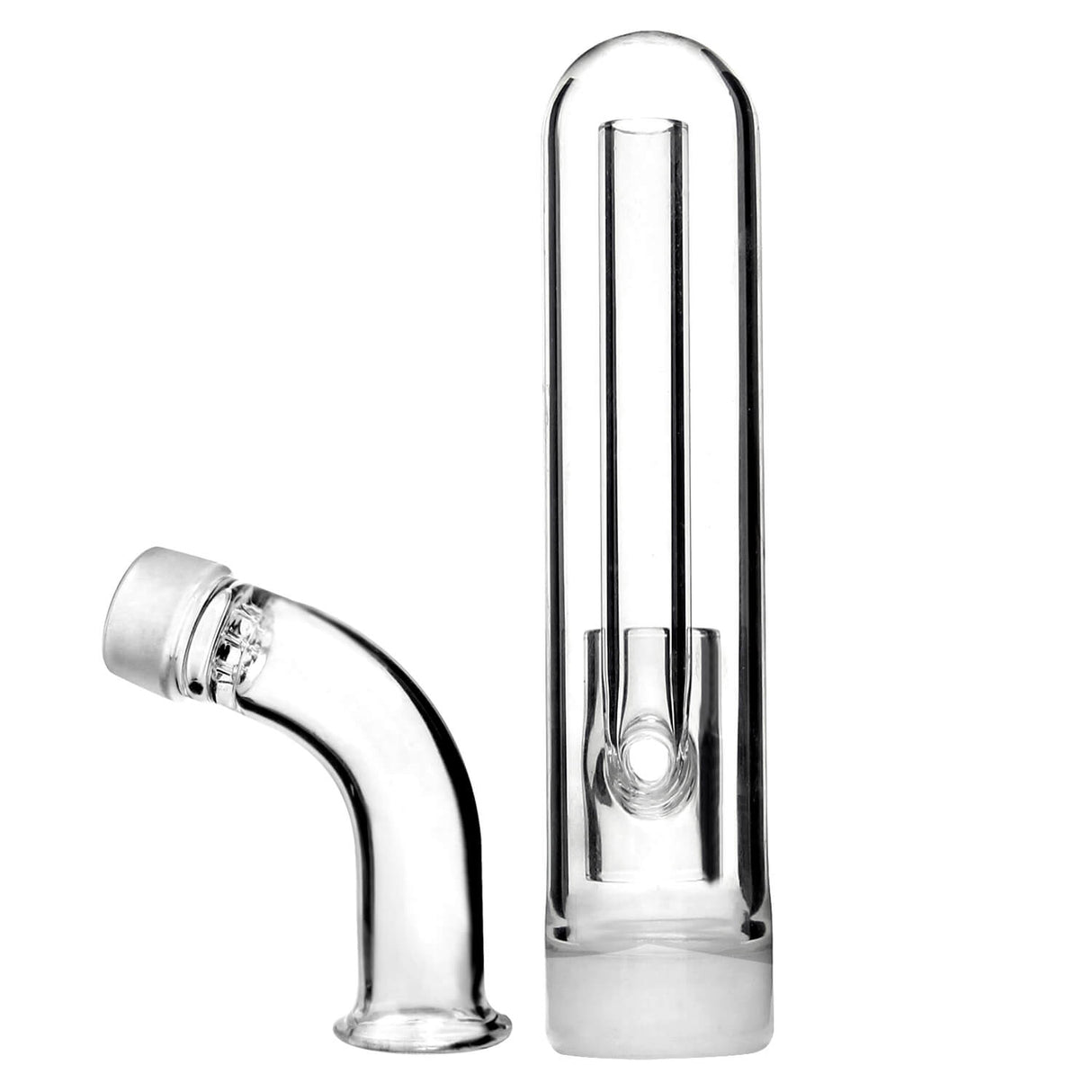 PILOT DIARY Glass Attachment for ECUBE, Clear Glass, Side View with Angled Mouthpiece