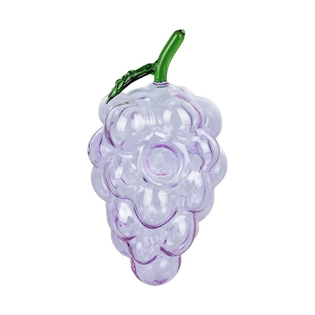Glassy Grapes Hand Pipe made of Borosilicate Glass, Front View on Seamless White Background