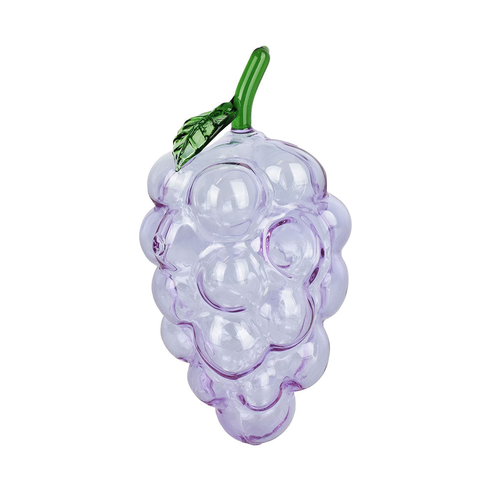 Glassy Grapes Hand Pipe made of Borosilicate Glass, Front View on White Background
