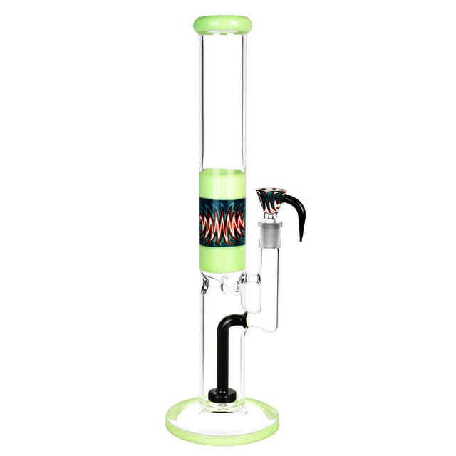 Glitch Tube Water Pipe with Horn Bowl, 15.5" Borosilicate Glass, Front View