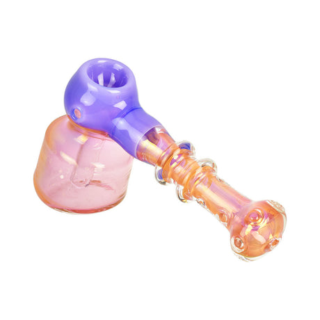 Glorious Gold Fume Bubbler Pipe with Color Accent on Seamless White Background