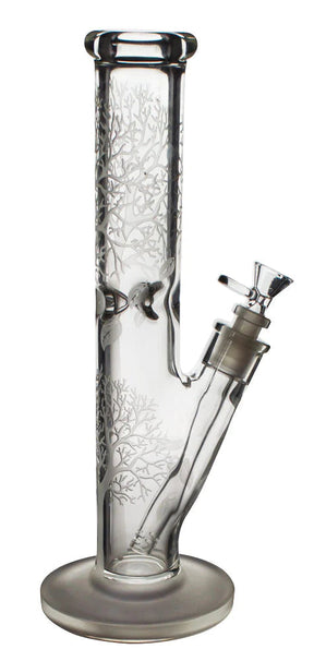13.5" Glow in the Dark Tree Water Pipe with 45 Degree Joint, Front View on White Background