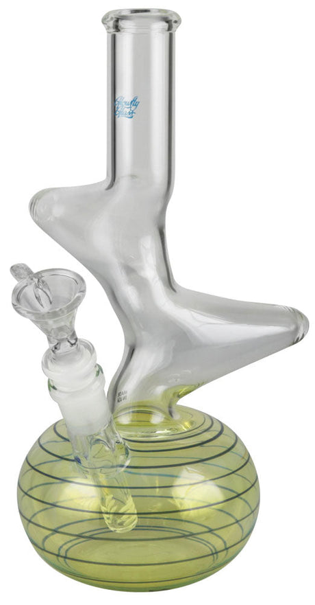 Glowfly Glass Double Warp Water Pipe with bubble design and slit-diffuser percolator, front view
