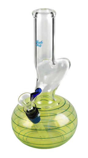 Glowfly Glass Retro Warp Neck Bong with Grommet Joint, 8.5" Tall, Bubble Design, Front View
