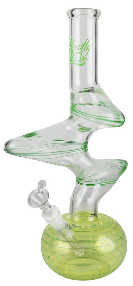 Glowfly Glass Zong Style Water Pipe with 45 Degree Joint and Heavy Wall, Front View on White Background