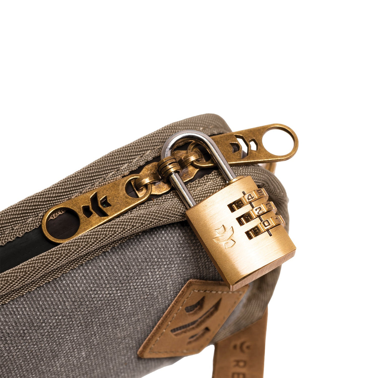 Close-up of The Gordito smell proof pouch by Revelry Supply with secure lock feature