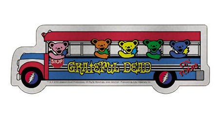 Grateful Dead Bear Bus Glitter Sticker, Large 2.75" x 7.75" Fun Novelty Design