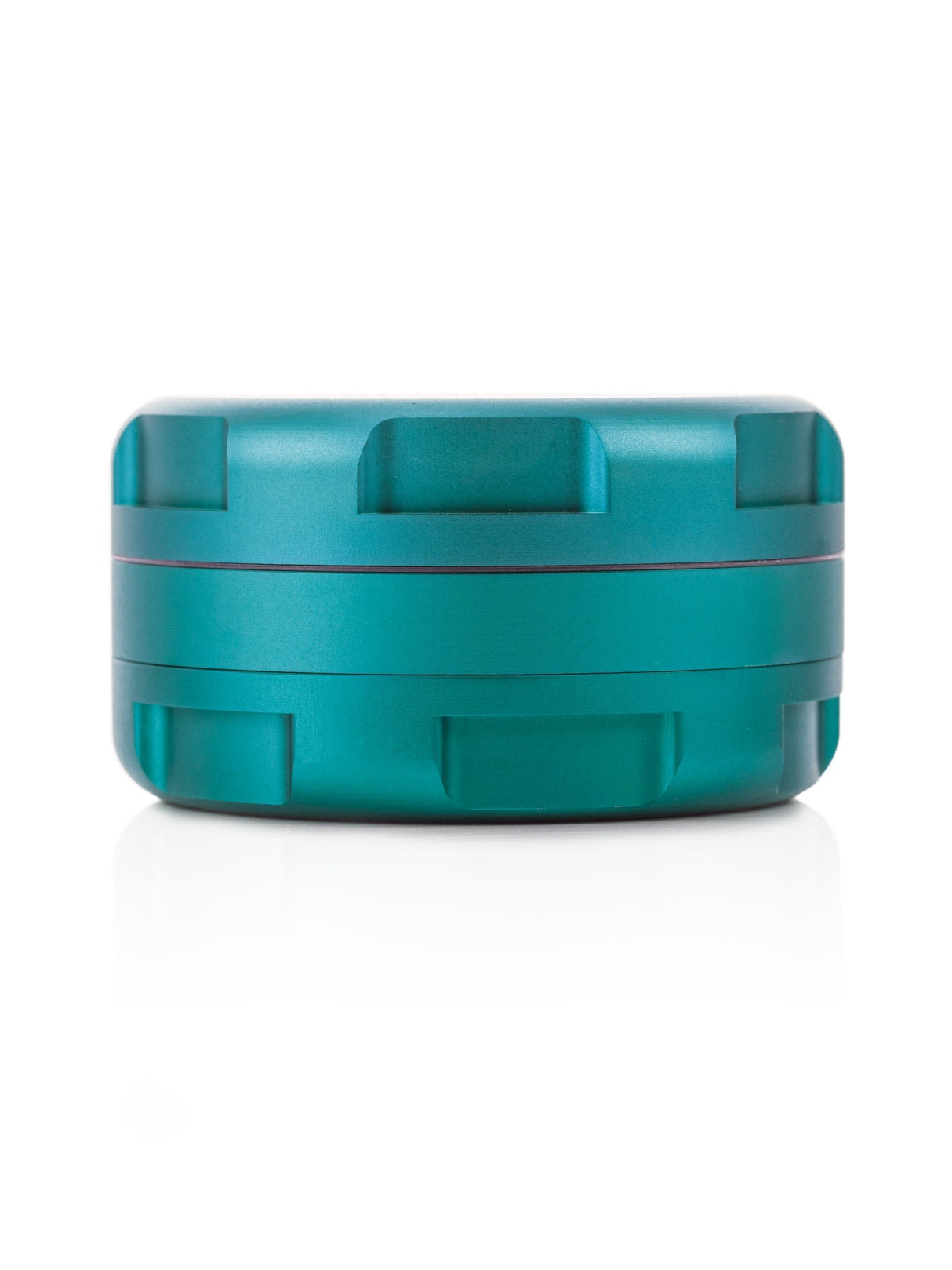 GRAV 3 Piece Grinder in Teal, Compact Aluminum Design, Front View on White Background