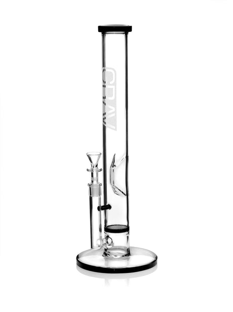 GRAV Black Accent Straight Base Disc Water Pipe with Honeycomb Percolator Front View