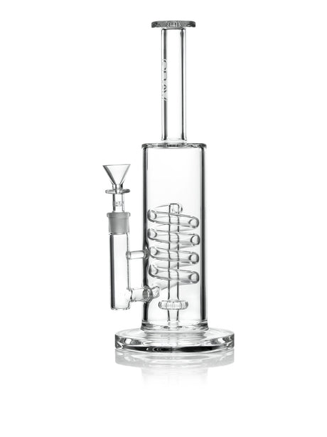 GRAV Clear Coil Showerhead Water Pipe, 12" Straight Bong with 90 Degree Joint
