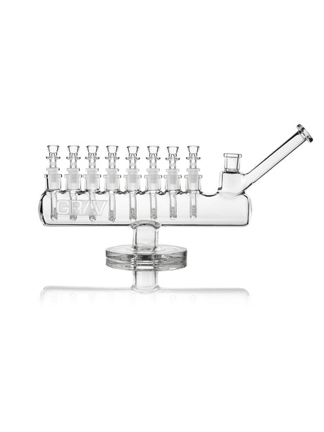 GRAV Clear Menorah Bong with Slit-Diffuser Percolator, Front View on White Background