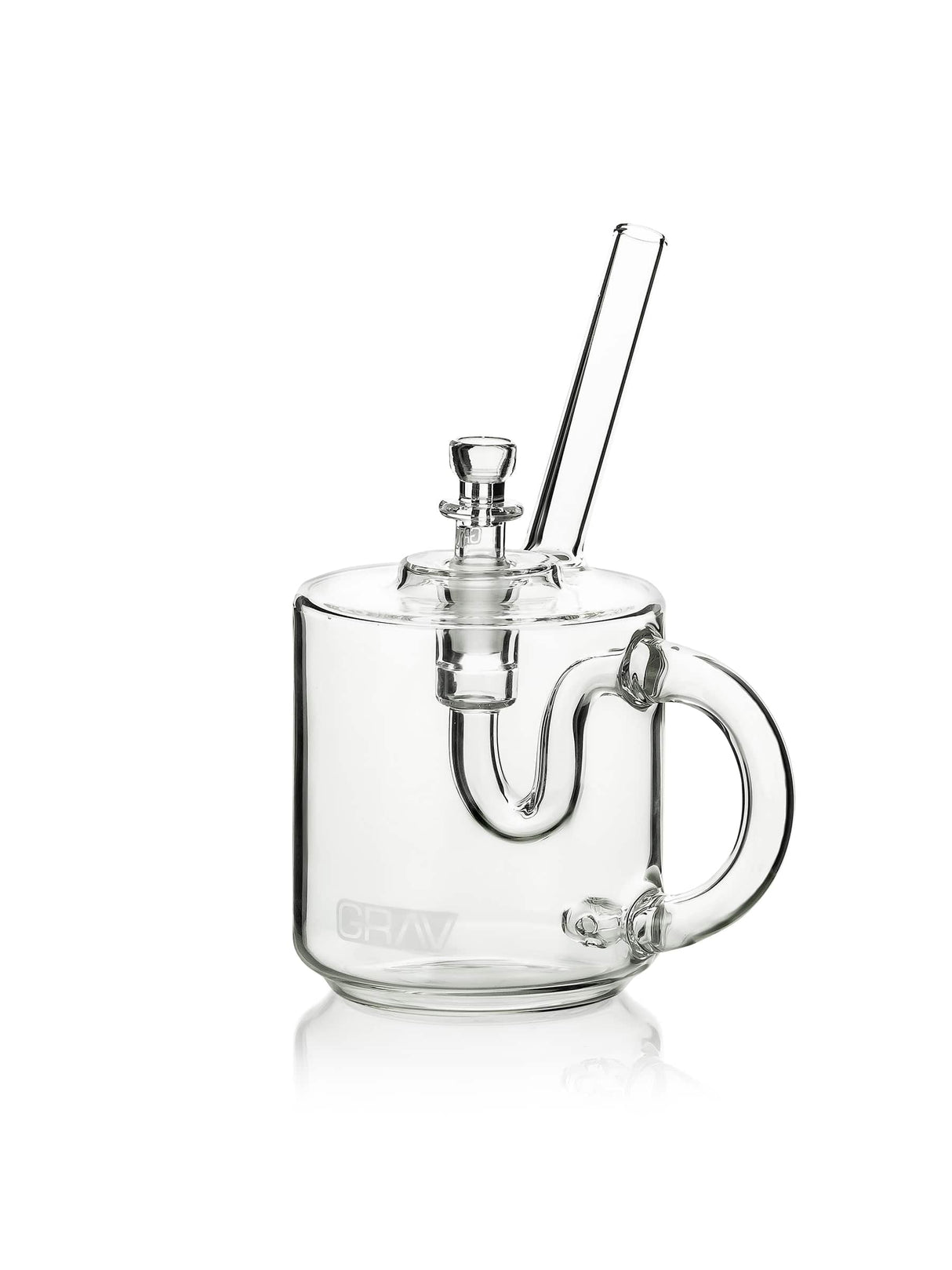 GRAV Coffee Mug Hand Pipe in Clear Borosilicate Glass with Slitted Percolator, Front View