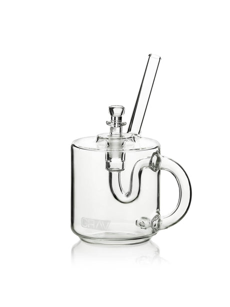 GRAV Coffee Mug Hand Pipe in Clear Borosilicate Glass with Slitted Percolator, Front View
