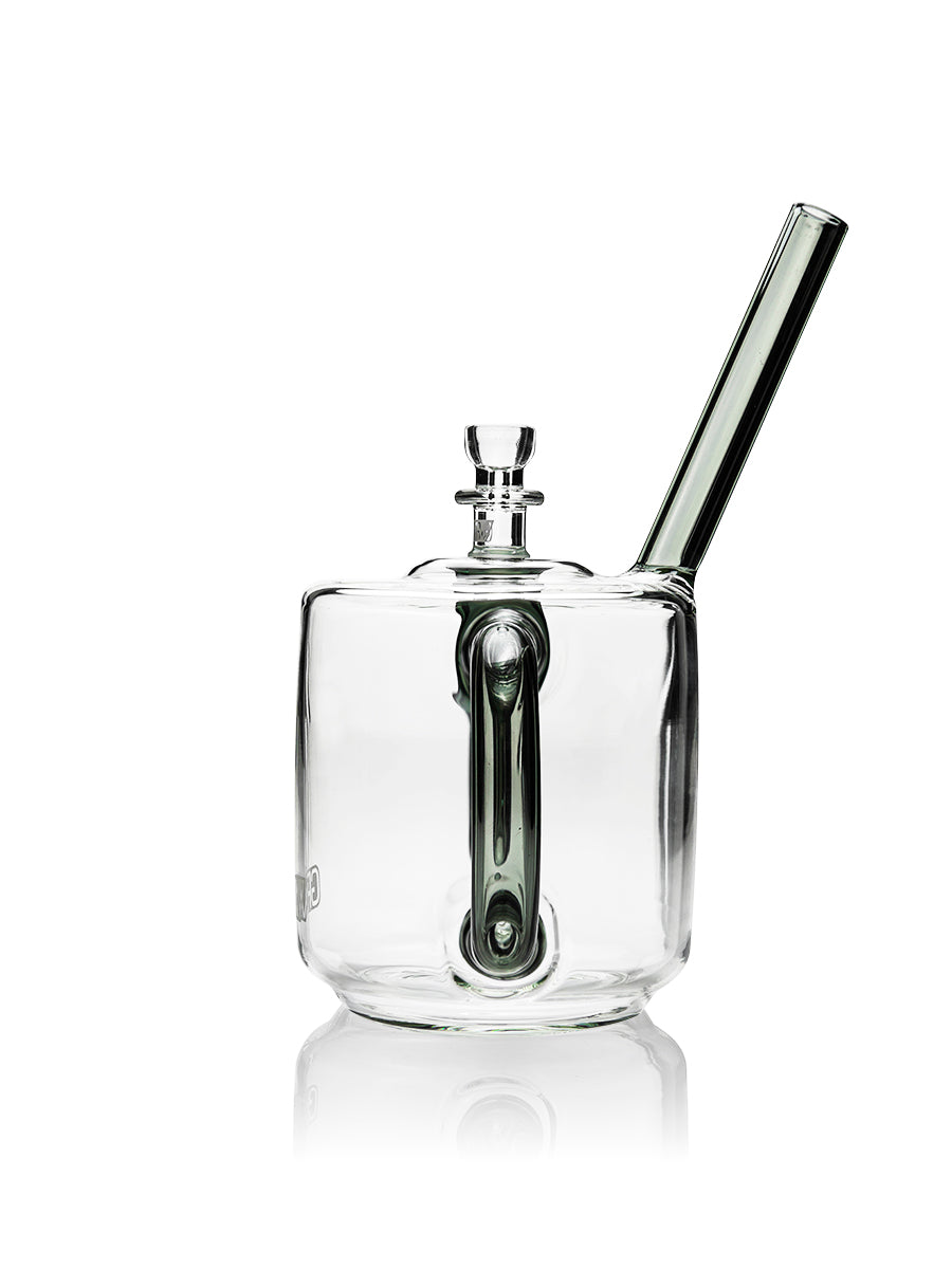 GRAV Coffee Mug Pipe in Clear Borosilicate Glass with Slitted Percolator - Front View