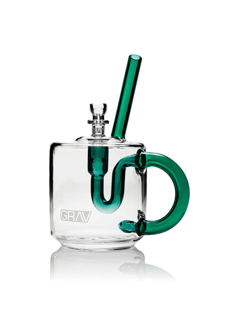 GRAV Coffee Mug Pipe in Lake Green with Slitted Percolator Front View