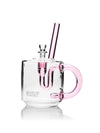 GRAV Coffee Mug Hand Pipe in Pink - Front View on White Background with Slitted Percolator