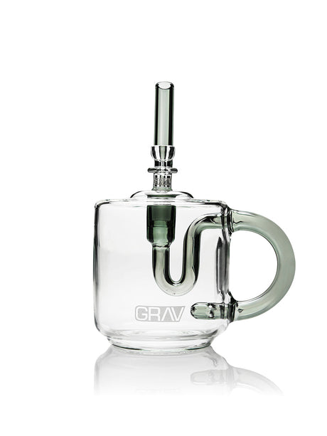 GRAV Coffee Mug Hand Pipe in Clear Borosilicate Glass with Slitted Percolator - Front View
