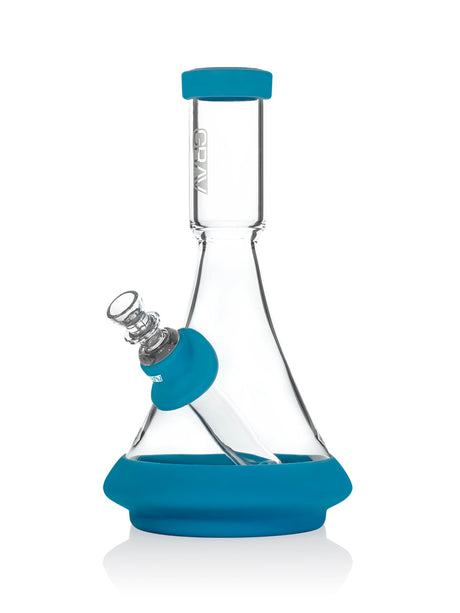 GRAV Deco Beaker in Silicone with Blue Accents, Slit-Diffuser Percolator, Front View on White Background