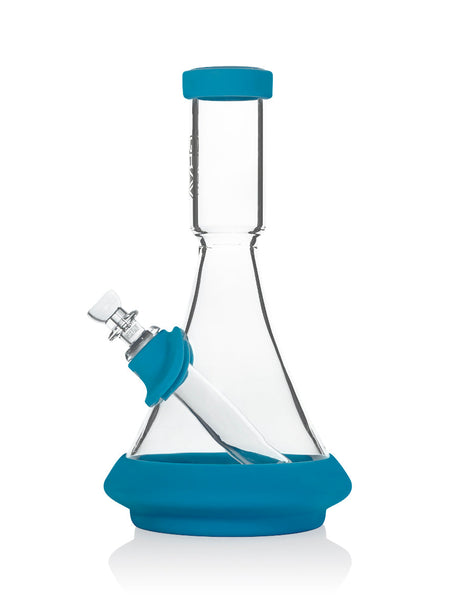GRAV Deco Beaker Bong in Silicone with Slit-Diffuser Percolator, Blue Accents - Front View