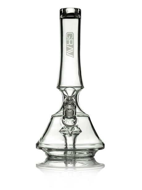 Clear GRAV Empress Water Pipe front view, 13" tall, borosilicate glass, for dry herbs
