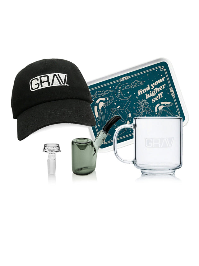 GRAV Father's Day 2022 Bundle featuring glass beaker, cap, rolling tray, and accessories