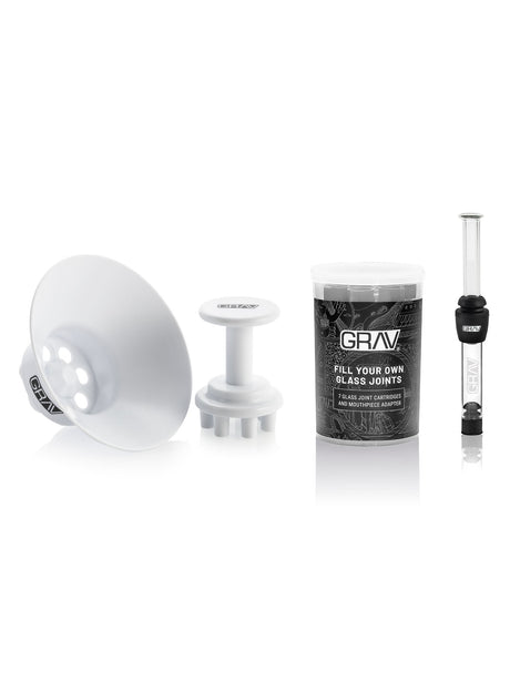 GRAV Festival Bundle with Glass Funnel Bowl, Taster, Cone Bubbler, and Syringe - Front View