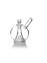 GRAV Globe Bubbler in clear borosilicate glass, compact design, front view on white background